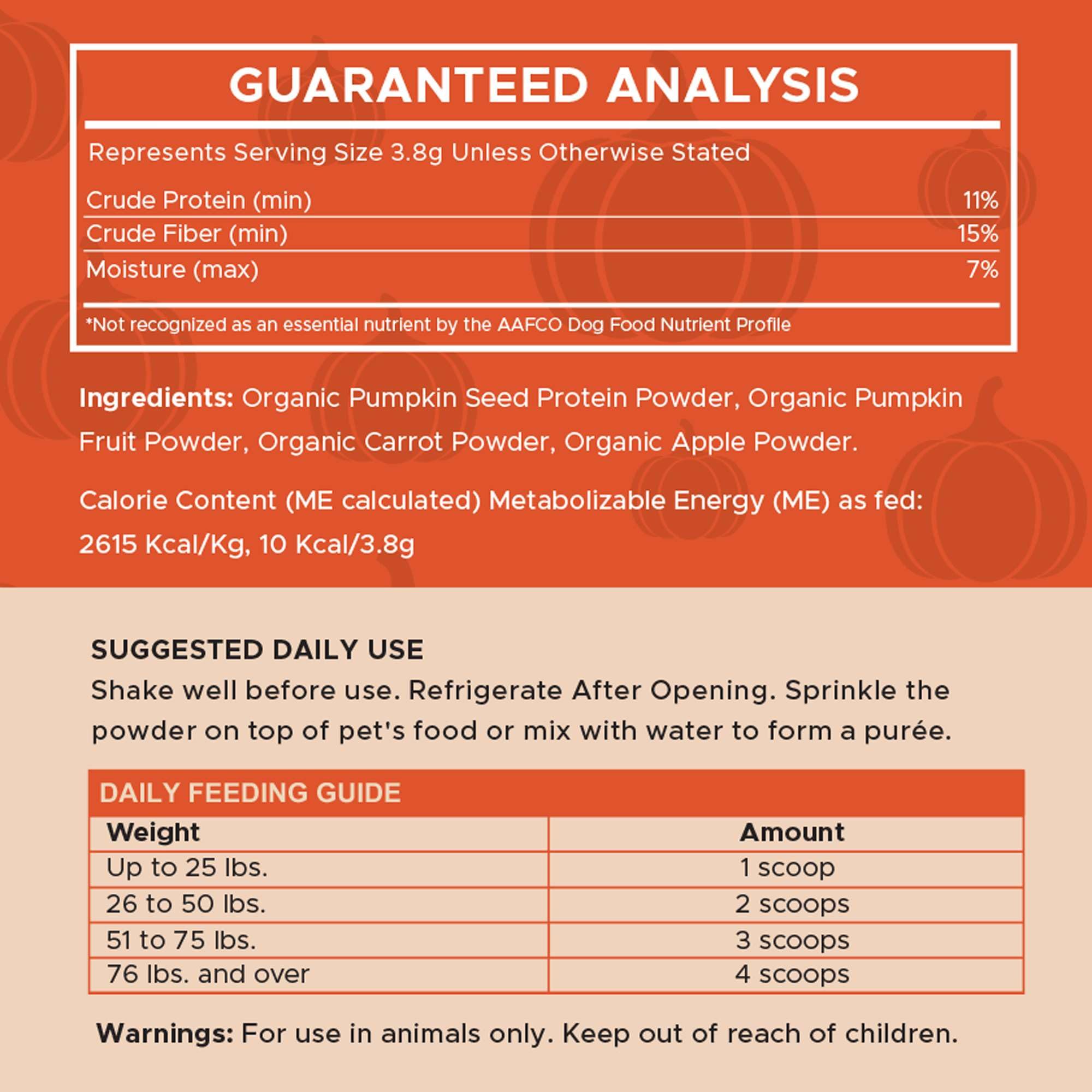 Chew + Heal Labs Organic Pumpkin Powder supports digestive comfort as a gentle fiber supplement.