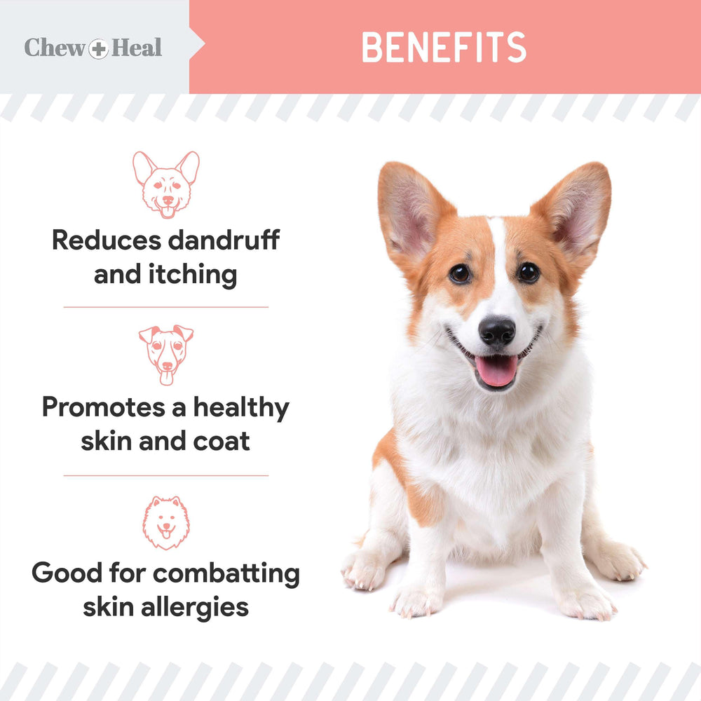 Chew + Heal Labs pollock oil blend with omega-3 provides a tasty topping dogs may enjoy.