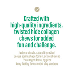 Chewer's Joy Collagen Spring Stick chew action demonstrates a durable, protein-rich dog chew.