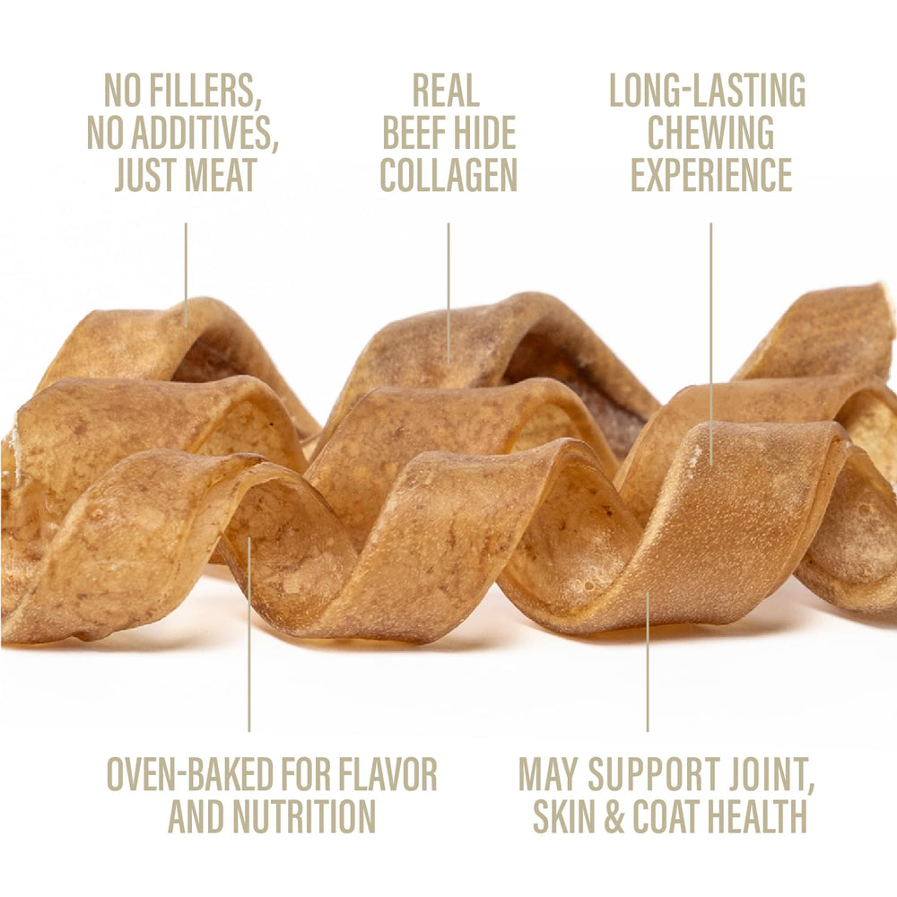 Chewer's Joy Collagen Spring Stick closeup highlighting the spring shape for engaging chewing.