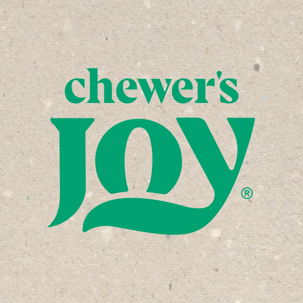 Chewer's Joy Collagen Spring Stick in hand suggests a protein-rich treat option.