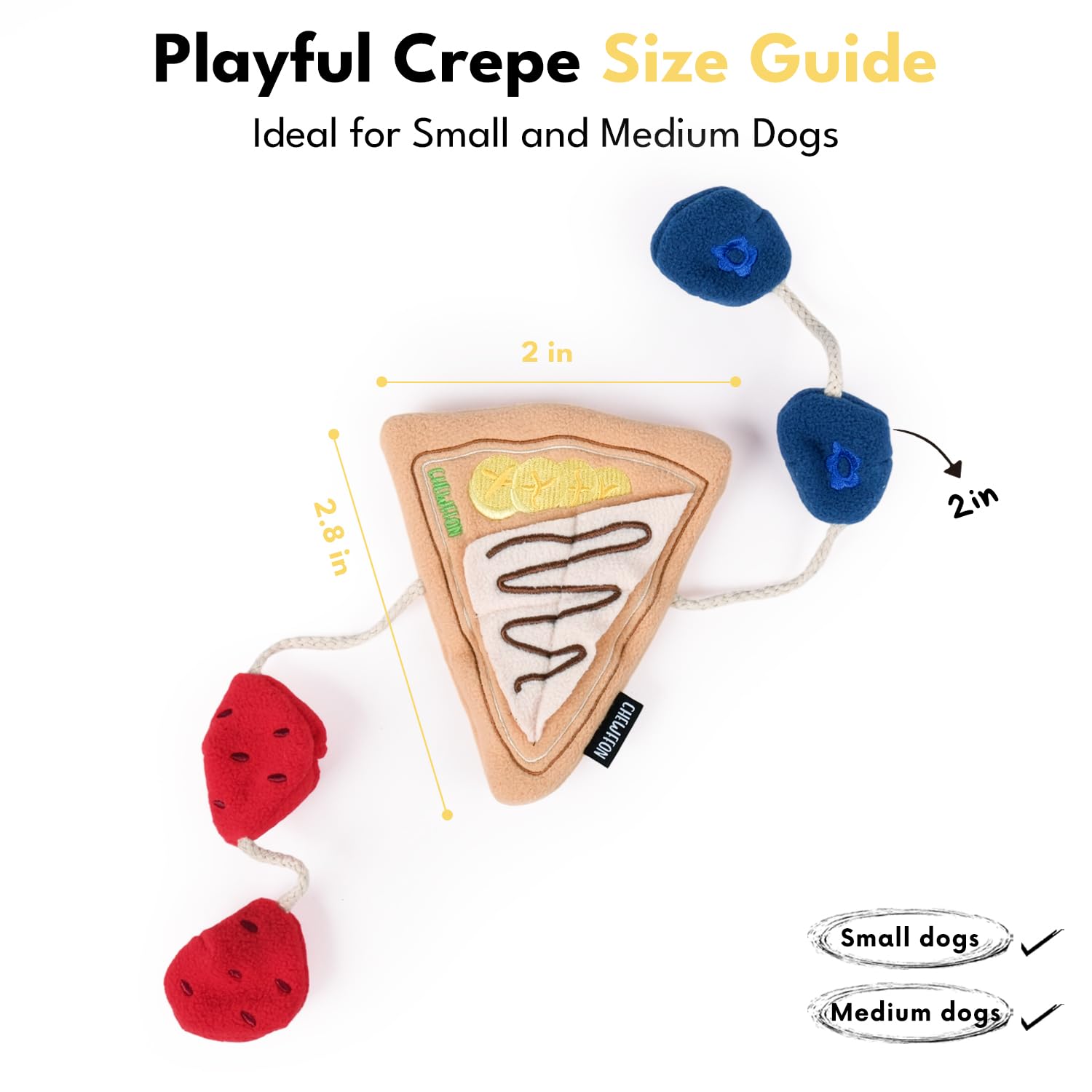 CHEWFFON Dog Crepe Toy soft fabric for gentle paw-friendly play
