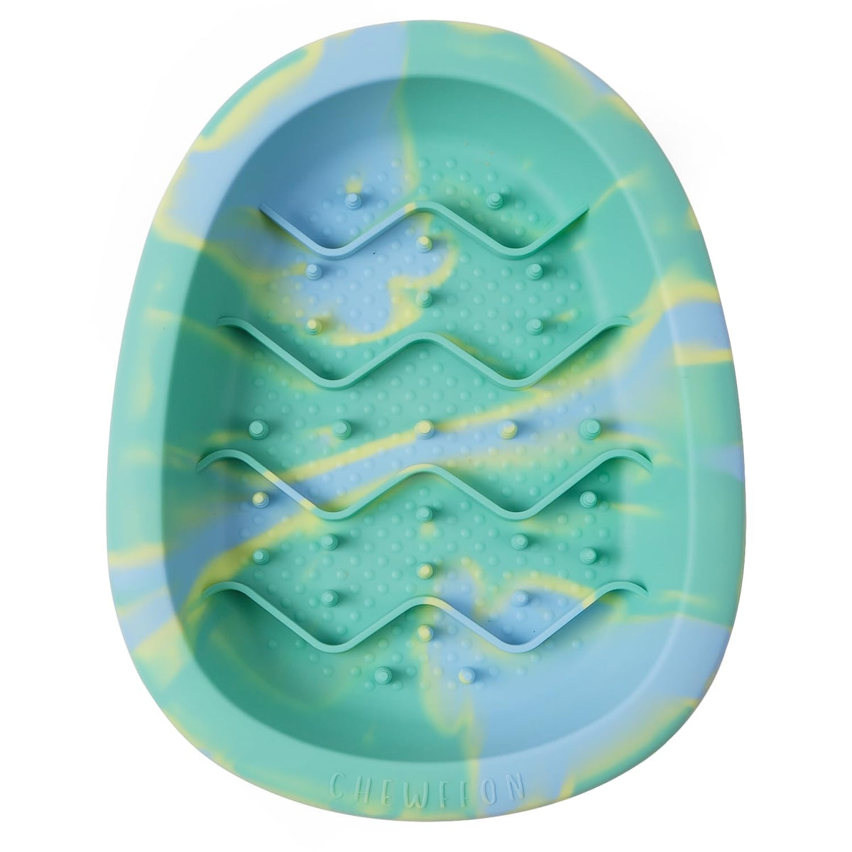 CHEWFFON lick mat bowl interior shows massage dots for paced meals.