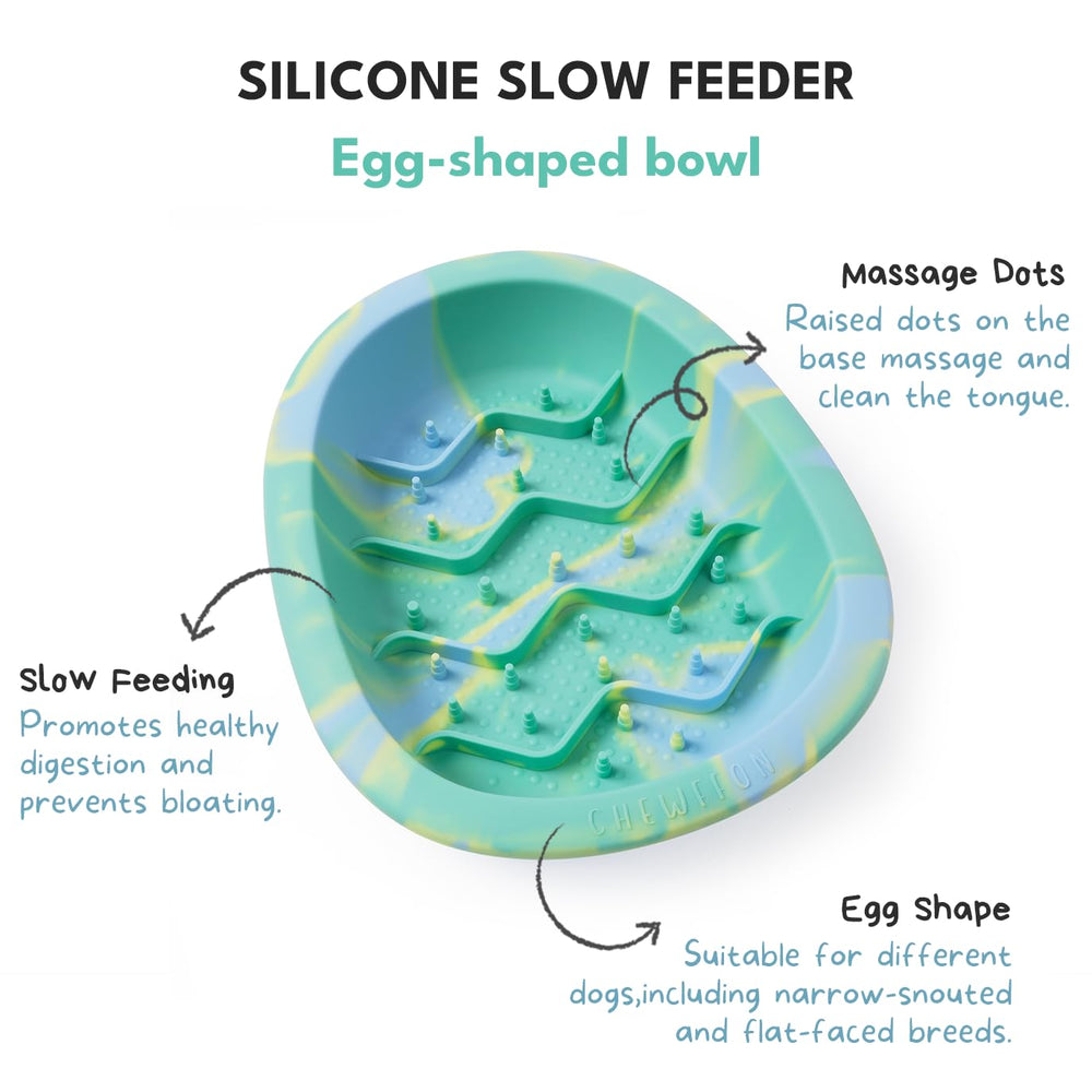 CHEWFFON lick mat bowl with suction cups provides stability during feeding.
