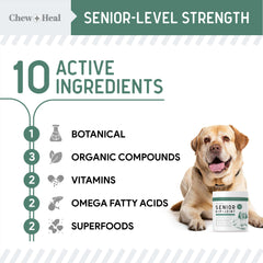 Chewheal Labs turmeric and omega-3 blend shown with ingredients for inflammation-friendly care