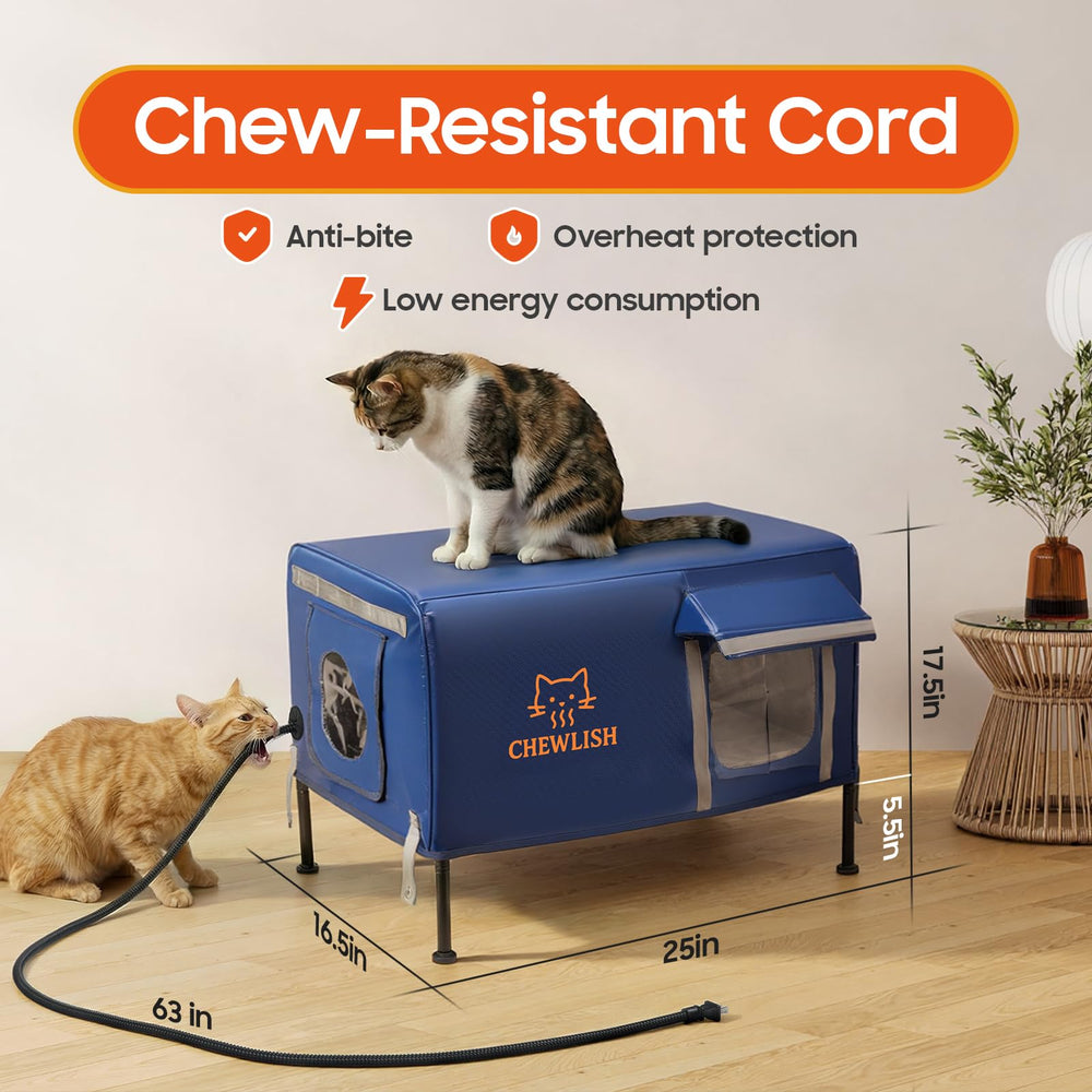 Chewlish weatherproof cat house folds for compact seasonal storage.