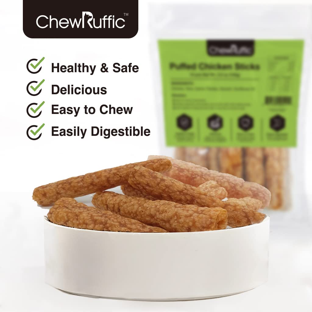 ChewRuffic Chicken Dog Treats Ingredients showcases natural jerky and vegetables