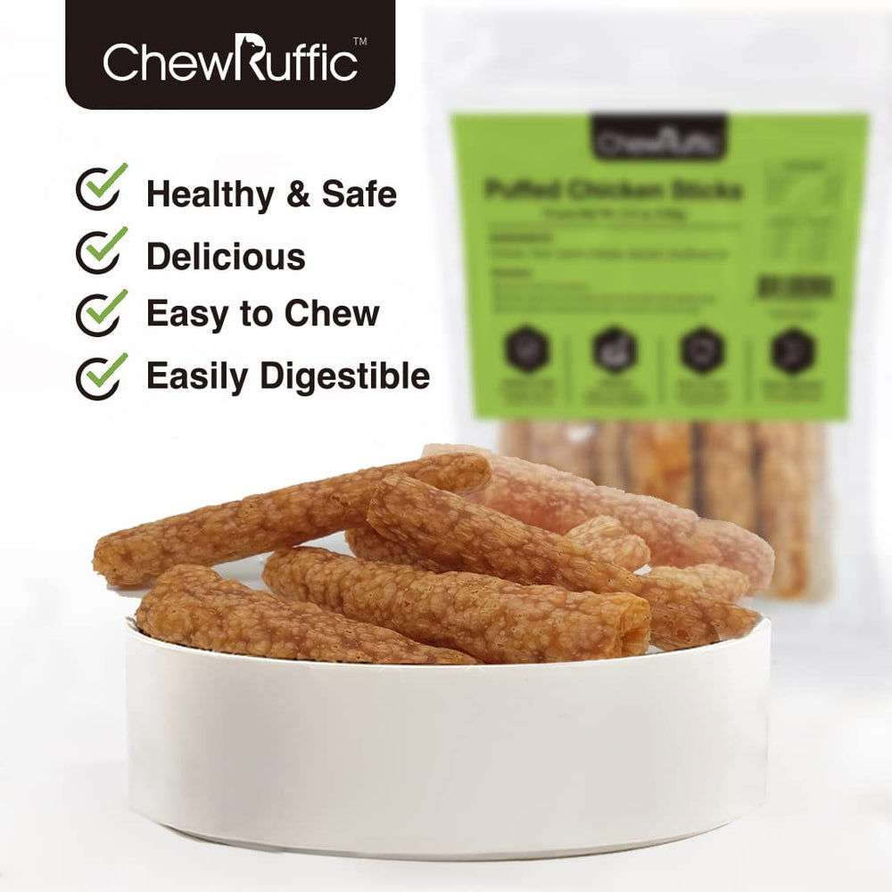 ChewRuffic Chicken Dog Treats Ingredients showcases natural jerky and vegetables