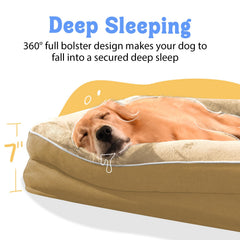Chez Paw Bolster Removable Cover Closeup highlights waterproof, machine-washable cover for easy cleaning.