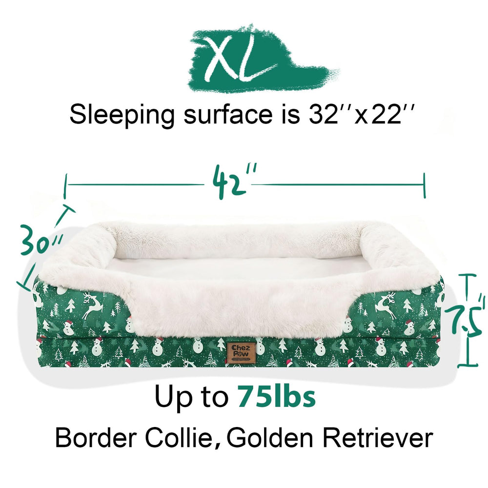 Chez Paw Christmas washable orthopedic bed anti-slip bottom keeps the bed steady