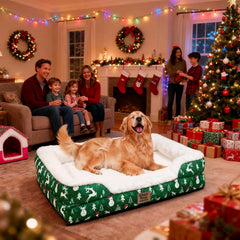 Chez Paw Christmas washable orthopedic bed ultra-soft fleece delivers cozy comfort for all dogs