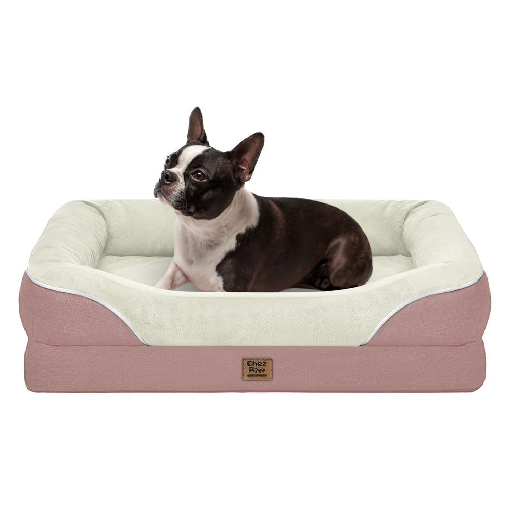 Chez Paw orthopedic foam bed XL top view shows 360° bolster for secure resting.