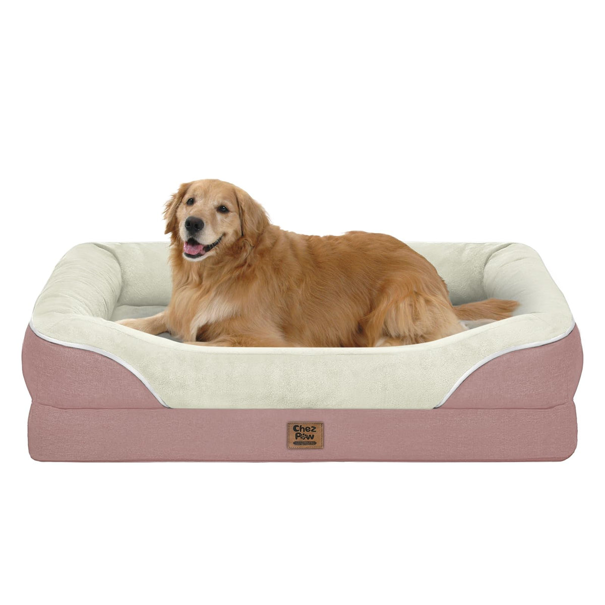 Chez Paw orthopedic washable large dog bed with bolsters for all-night support.