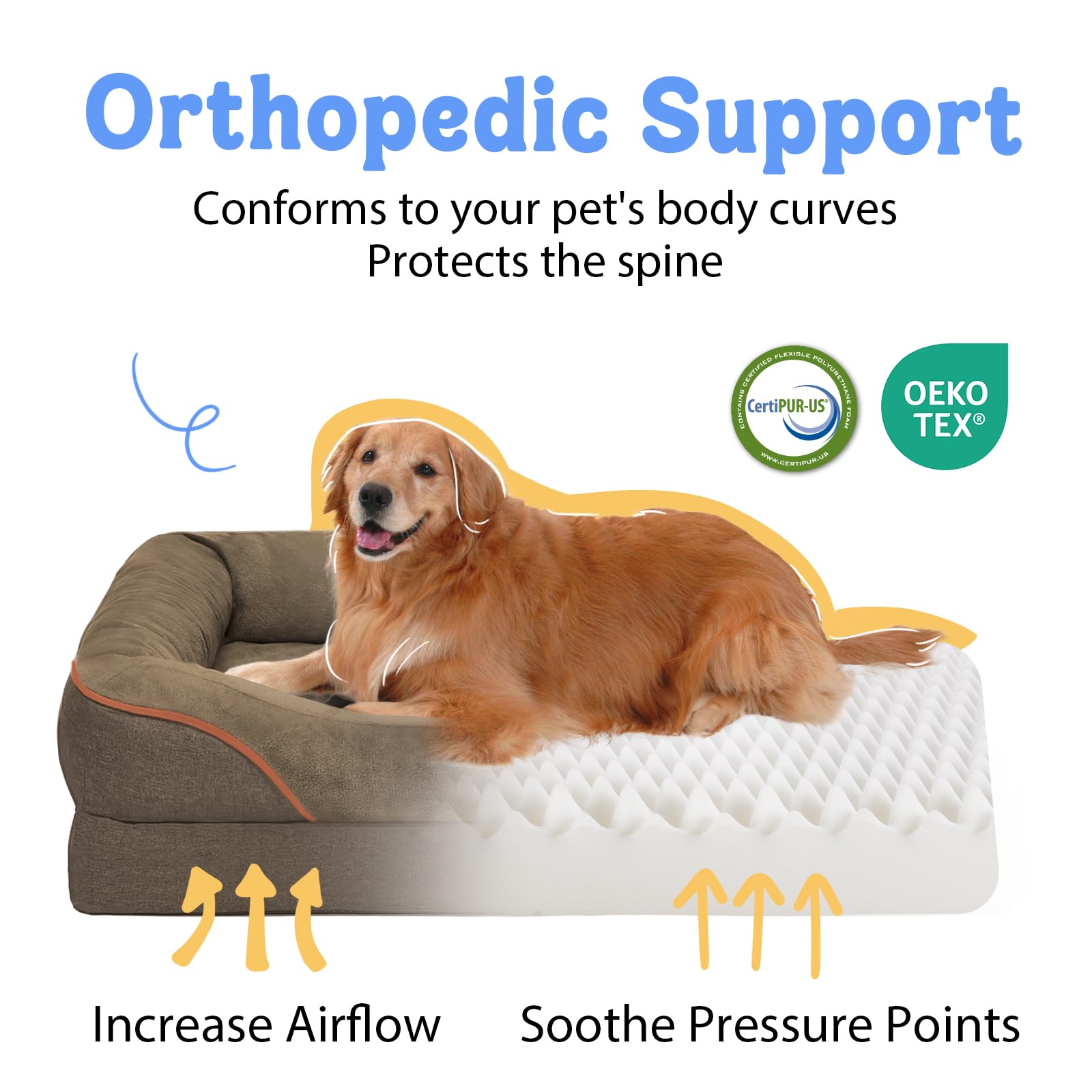 Chez Paw Orthopedic XL bed 360 bolster close-up highlights secure snuggling and neck support.