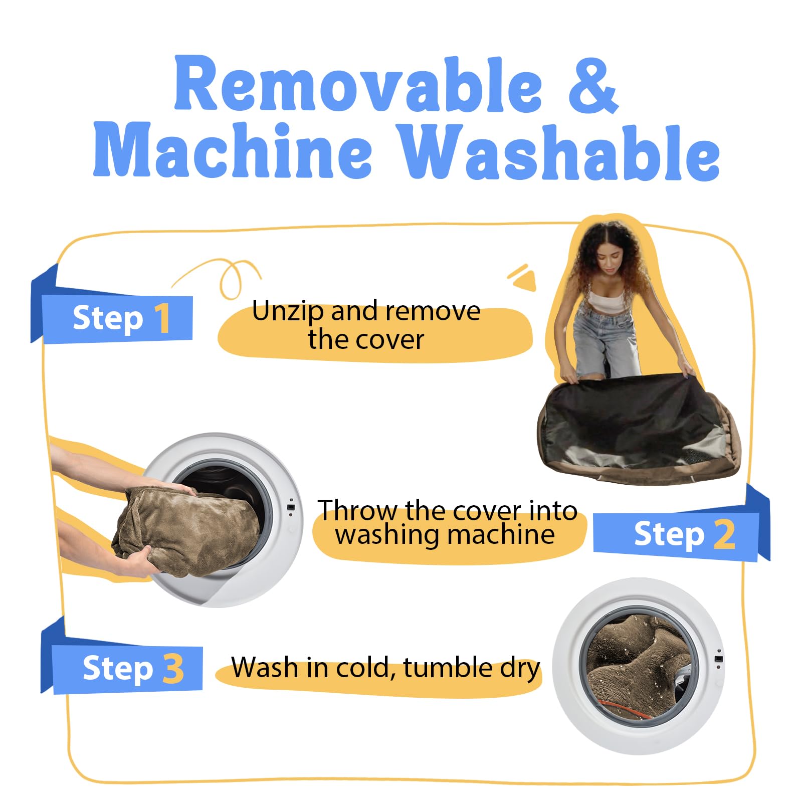 Chez Paw Orthopedic XL bed dual-zip removable cover enables quick machine washing.