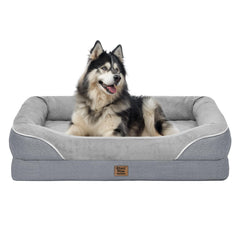 Chez Paw Washable Orthopedic Bed front view with bolsters for cozy support