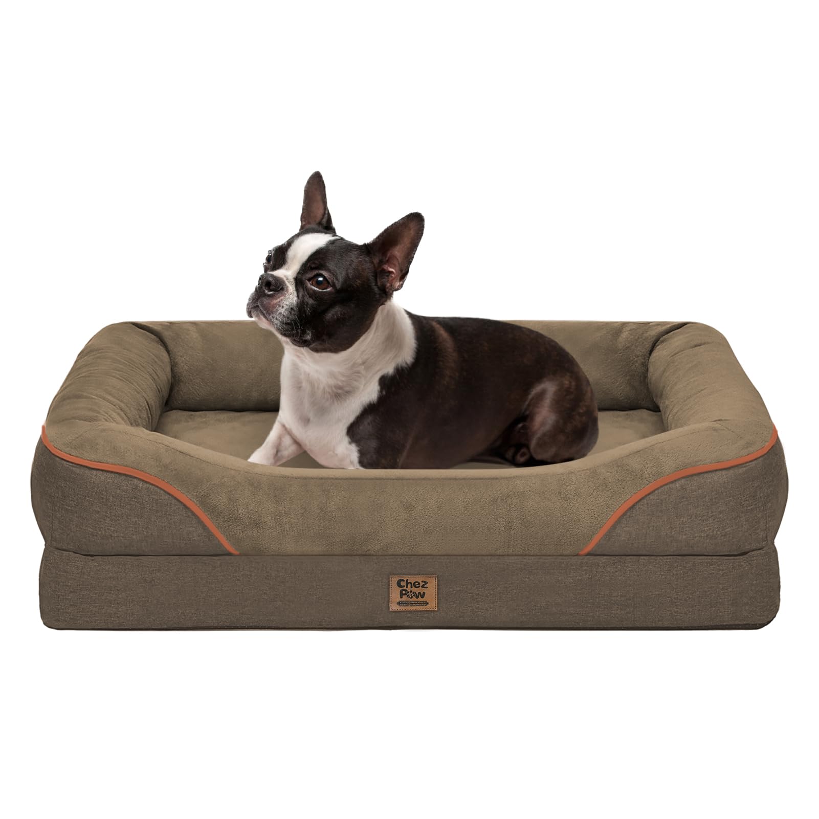 Chez Paw Washable Orthopedic Bed outer view with bolster support for secure naps.