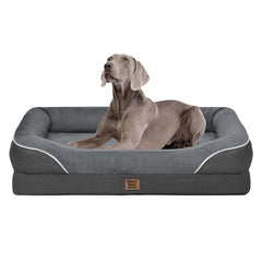 Chez Paw washable orthopedic bed XL front view showing spacious design and full bolster support