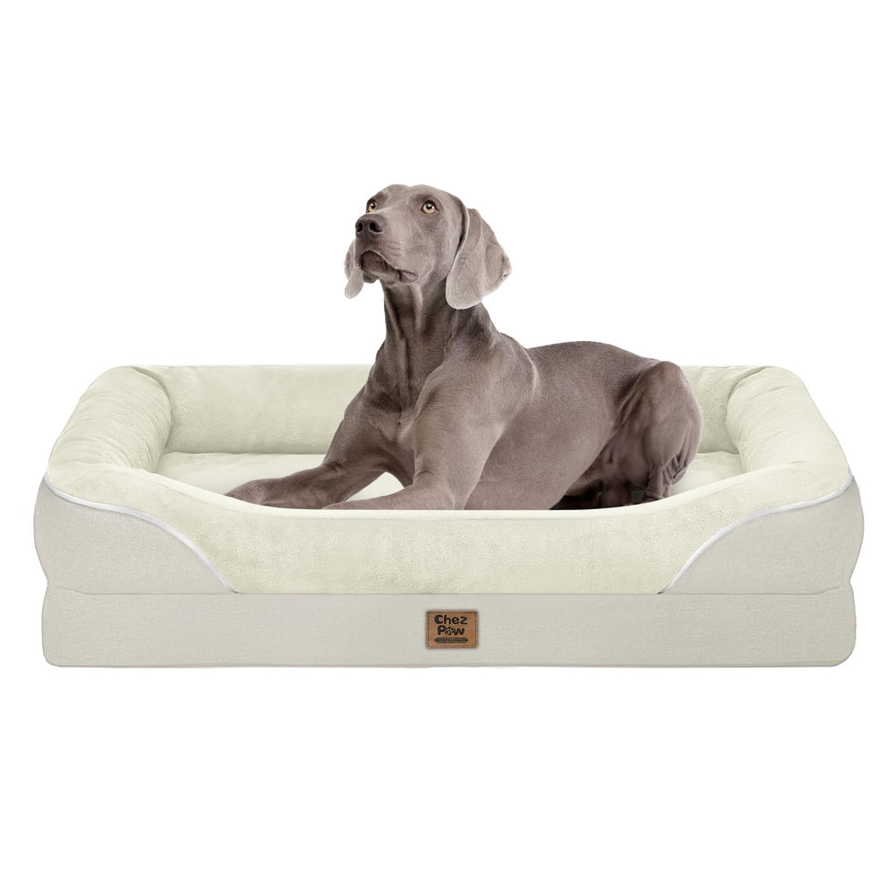 Chez Paw Washable Orthopedic Large Dog Bed with 360° bolster for secure neck support