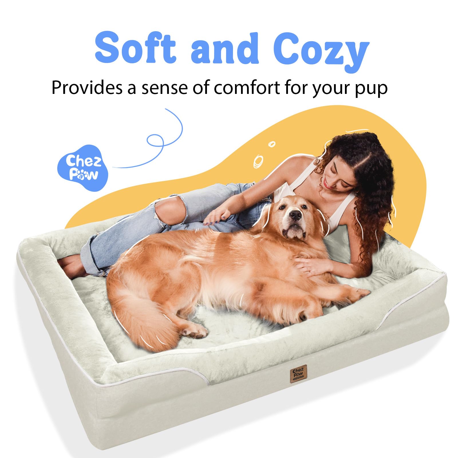 Anti-slip bottom feature of Chez Paw orthopedic large dog bed
