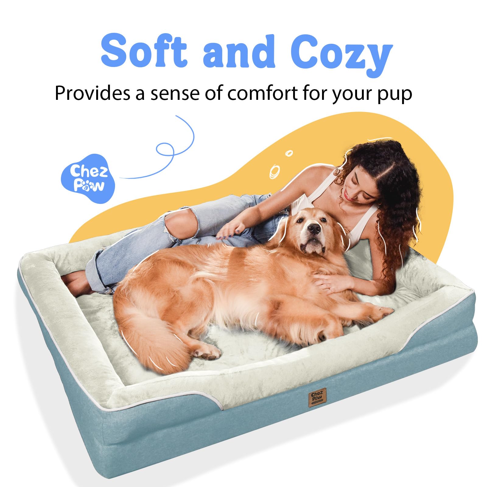 Chez Paw anti-slip bottom keeps bed steady on floors.