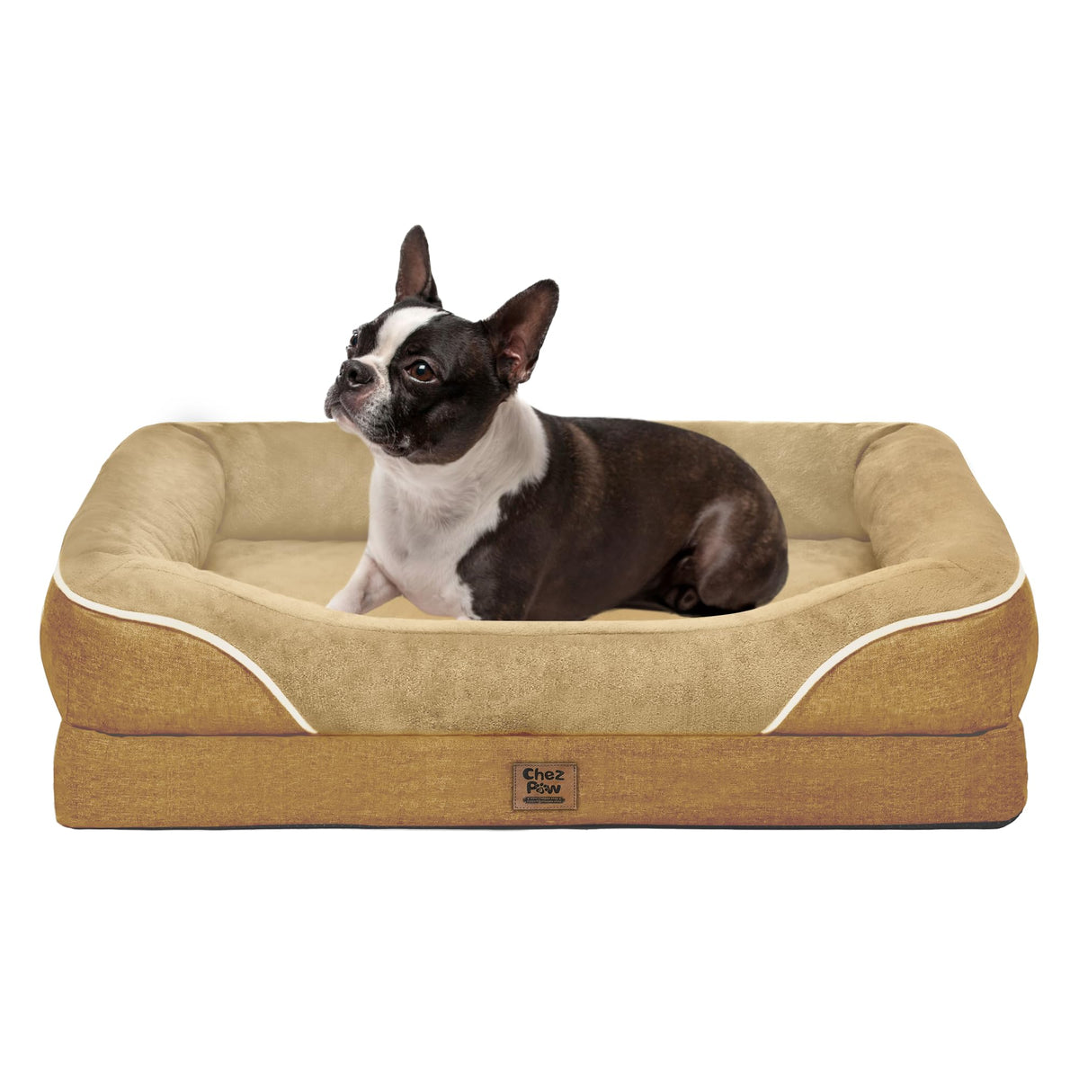 Chez Paw orthopedic large dog bed with bolstered surround for cozy lounging