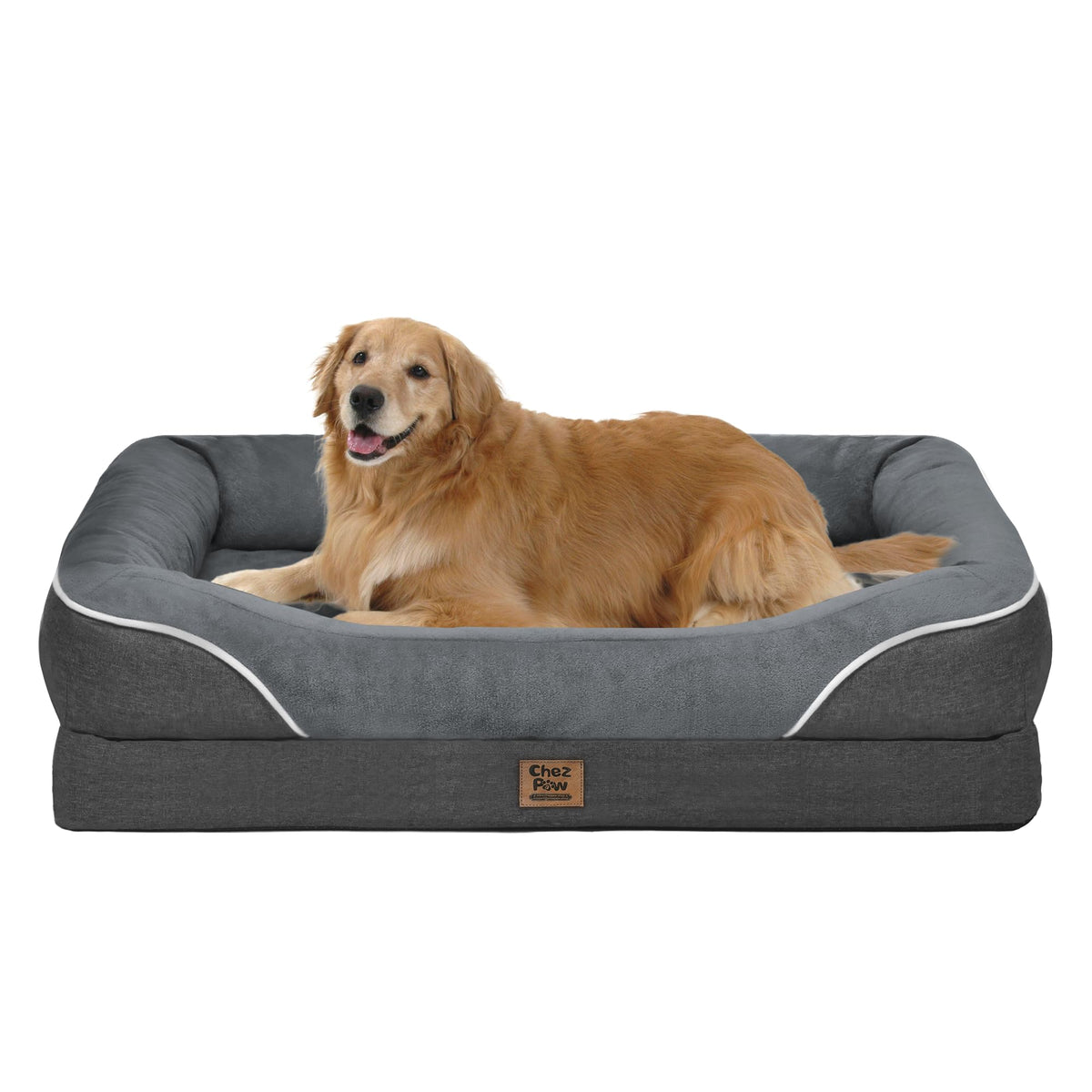 Chez Paw orthopedic large dog bed bolsters provide 360-degree support for secure lounging.