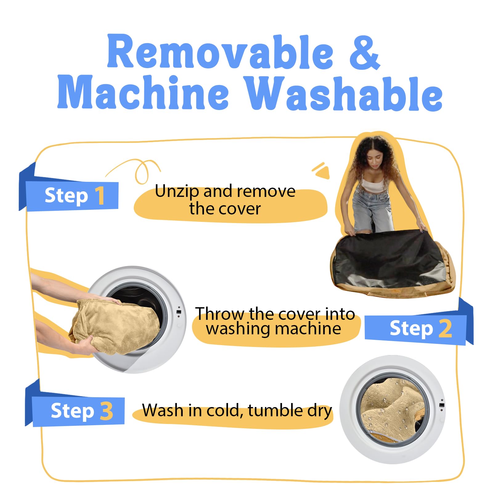 Chez Paw bed with dual-zip removable cover for simple washing