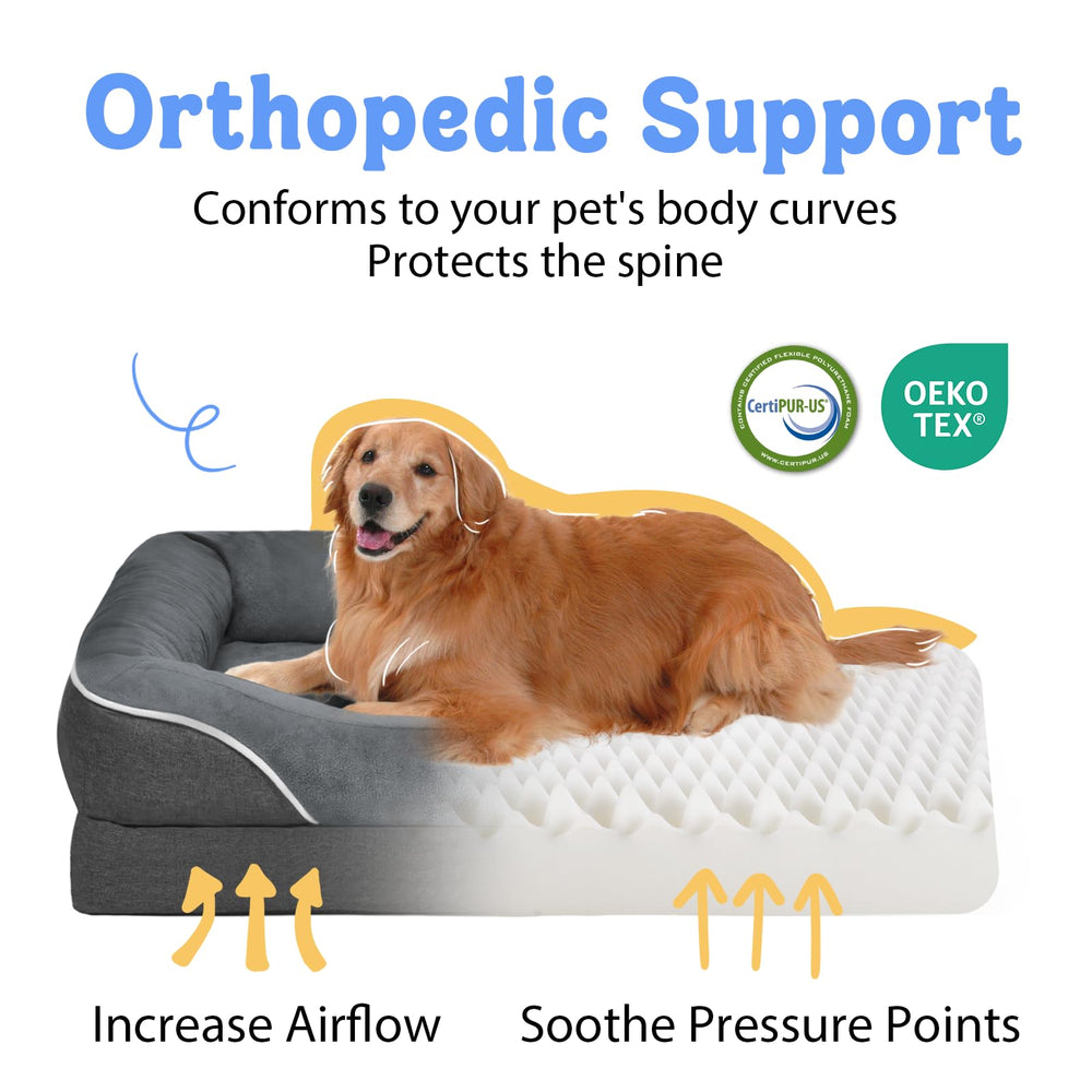 Chez Paw orthopedic large dog bed with egg crate foam cushions joints.