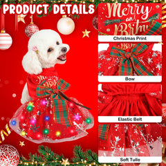 ChezAbbey dress features tulle skirt with glittering snowflakes.