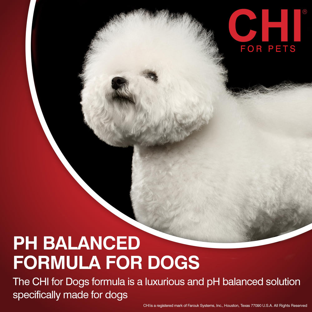 CHI for Dogs Deep Moisture Shampoo close-up featuring argan oil benefits.