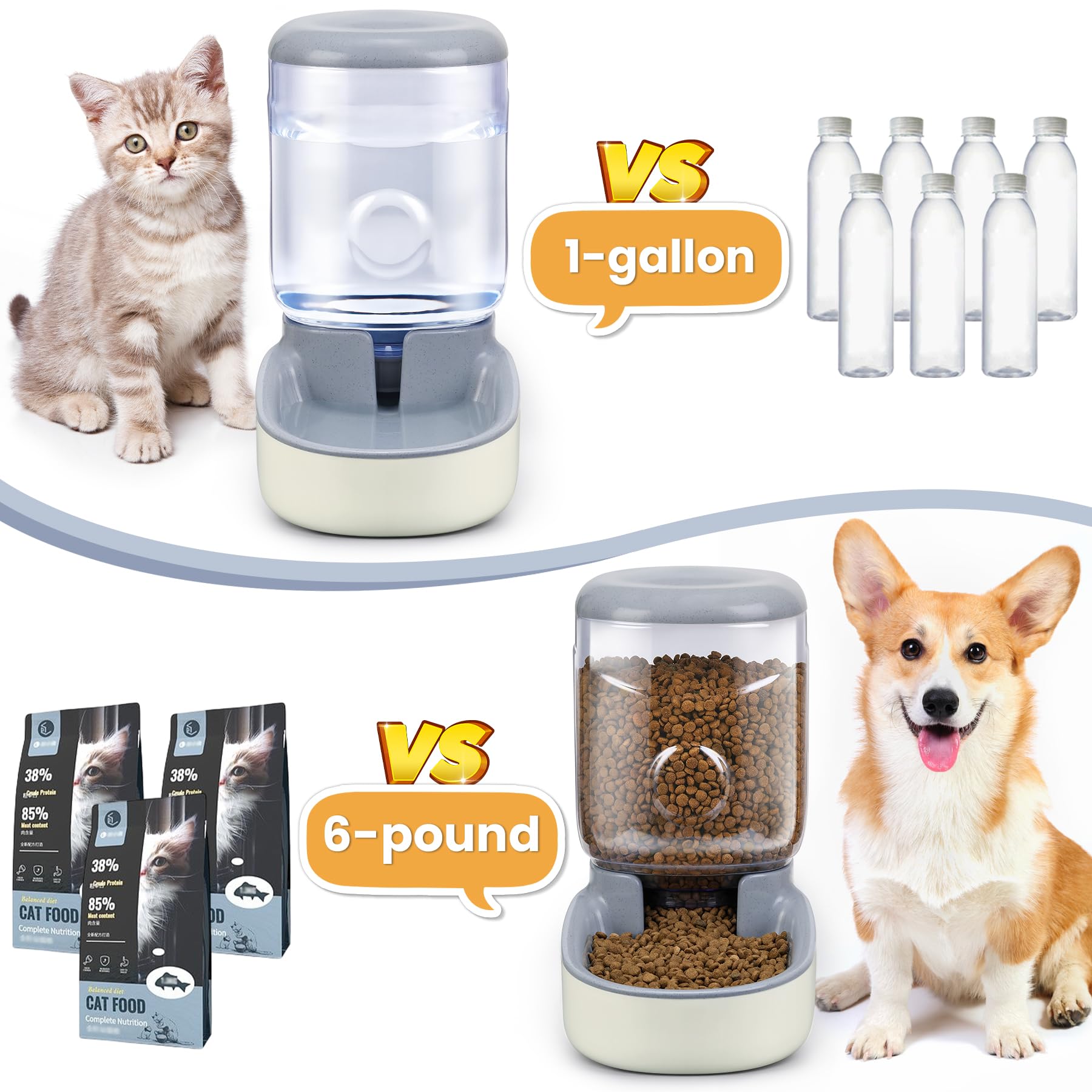 CHIAKBDK automatic cat feeder side view showing compact, space-saving design in 1-gallon.