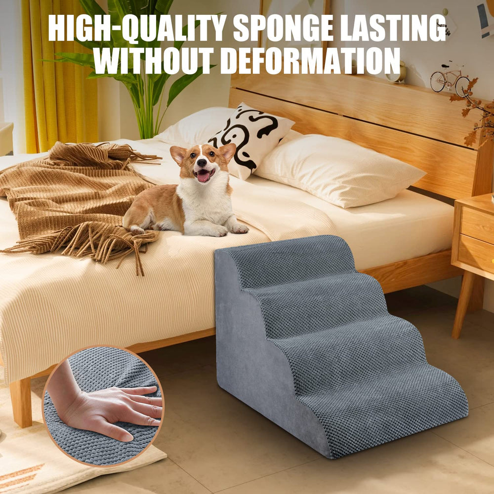 Chic Threads dog stairs feature non-slip bottom for stable use.
