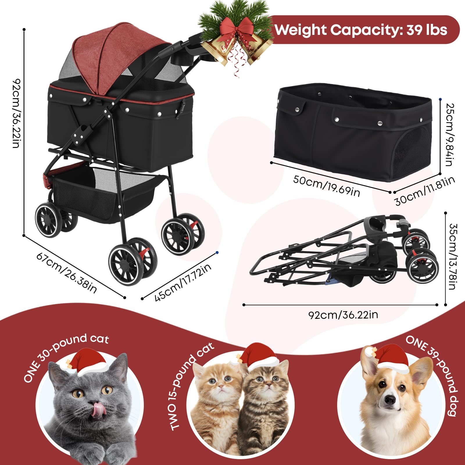 Chihuahua pet stroller breathable mesh canopy for cool, comfortable ride
