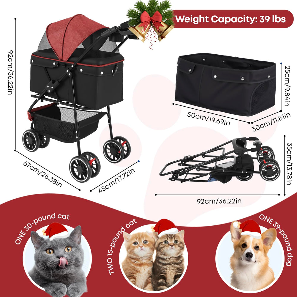 Chihuahua pet stroller breathable mesh canopy for cool, comfortable ride
