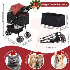 Chihuahua pet stroller breathable mesh canopy for cool, comfortable ride