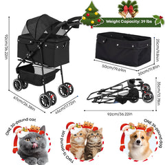 Chihuahua pet stroller breathable mesh canopy keeps pet cool and comfy.