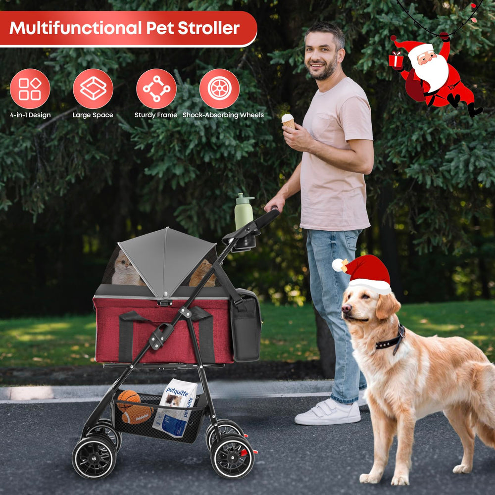 Chihuahua pet stroller breathable mesh keeps pets cool while enjoying views.