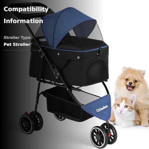 Chihuahua pet stroller dual front and back openings for interaction