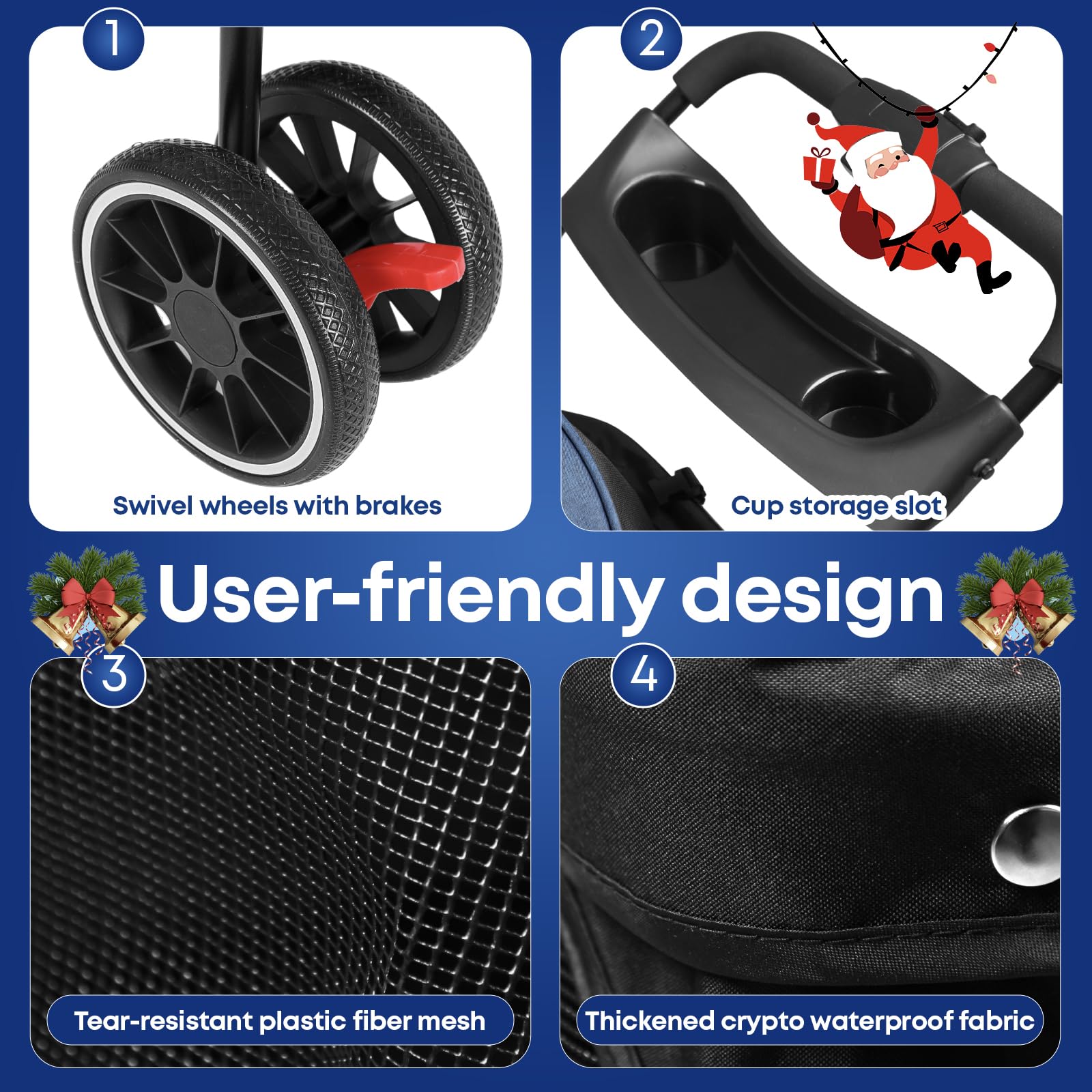 Chihuahua pet stroller dual rear brakes for quick stops