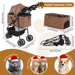 Chihuahua pet stroller folded compactly for easy car trunk storage