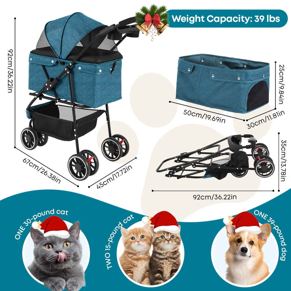 Chihuahua pet stroller folded-compact demonstrates easy storage