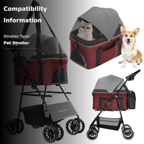 Chihuahua pet stroller folds compactly, ideal for car trips and vet visits.