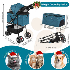 Chihuahua pet stroller folded-compact demonstrates easy storage