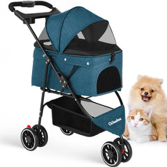 Chihuahua pet stroller front view shows safe transport for small pets