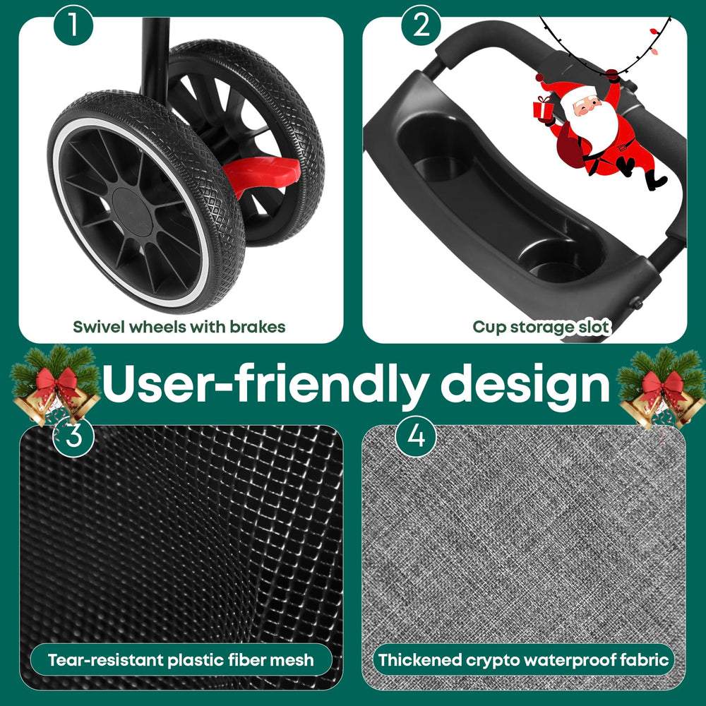 Chihuahua pet stroller grey folded compact demonstrates easy storage after trips.