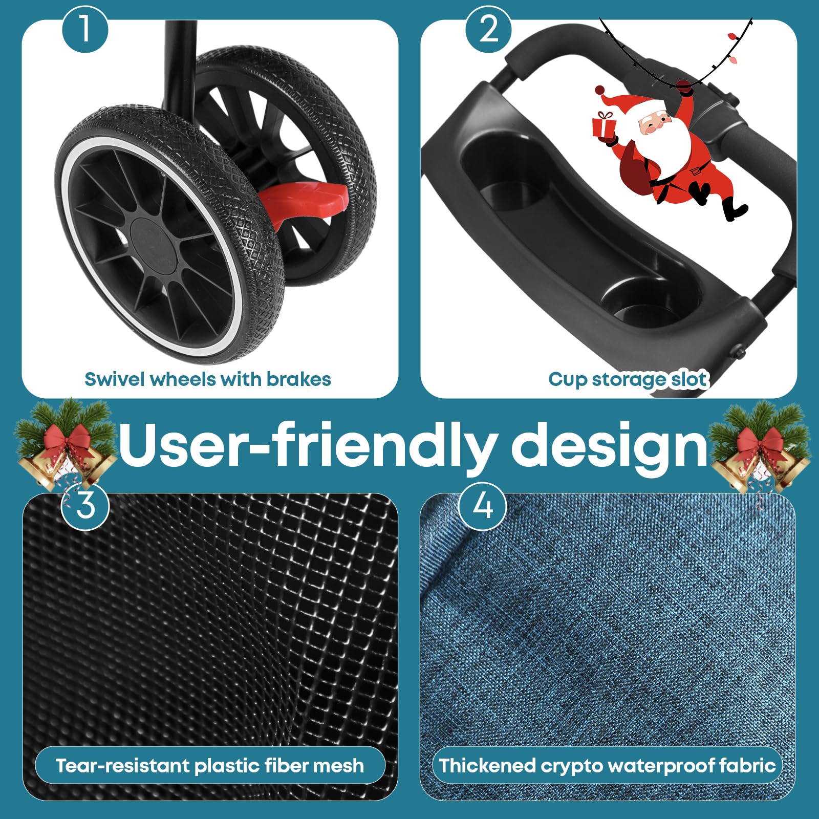 Chihuahua pet stroller three-wheels for smooth maneuverability on any surface