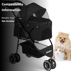 Chihuahua pet stroller zipperless entry simplifies access during outings.