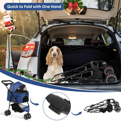 Chihuahua stroller with breathable mesh canopy keeps pets cool and view-friendly.