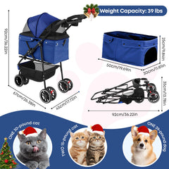 Chihuahua three-wheel stroller side view showing easy maneuverability on sidewalks.